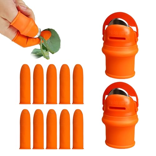 JYNXOR 12 Stück Daumenmesser aus Silikon, Fingermesser Ernte Werkzeug, Messer Separator mit Anti-Schnitt Fingerabdeckung, Gartenarbeit Gadget, Obst Pflanzen Pflücker für Obst Gemüse Trimmen Pflanzen-S von JYNXOR