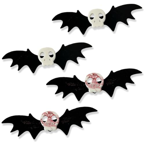 JYNXOR 2 Stück Halloween Haarspangen, Haar Clips Horror Fledermaus Flügel Schädel Haarspange Cosplay Mädchen von JYNXOR