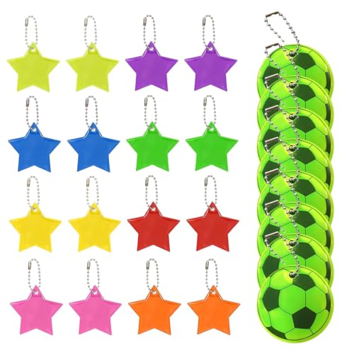 JYNXOR 24 Stück Reflektoren Kinder Anhänger, Reflektor Anhänger Kinder Sinnvolle Mitbringsel Kindergeburtstag Jahre Schlüsselanhänger Kinder Mitgebsel für Schultasche Rucksack Radfahren Gehen Laufen von JYNXOR