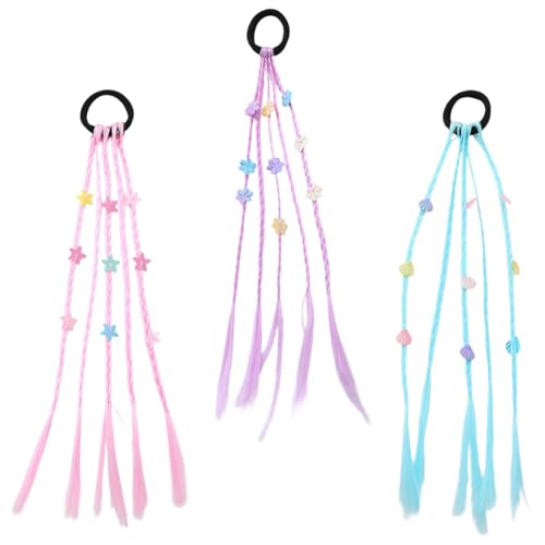JYNXOR 3 Stück Farbige Haarverlängerung Bunte Clips Haarschmuck Mädchen Kinder Haarsträhnen zum Einklipsen Bunte Haarsträhnen Kinder Braids Extensions für Party Festival Deko Geschenke von JYNXOR