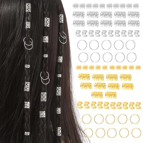 JYNXOR 80 Pcs Haarschmuck, Dreadlocks Schmuck Haarspiralen Clips, Festival Zubehör, Verstellbar Metall Cuffs Haar Flecht Ringe, Braids Haar Dreadlocks Zubehör Für Frauen Männer Zöpfe Dekoration von JYNXOR