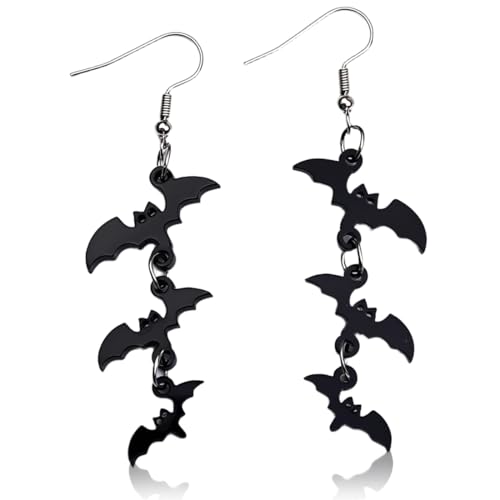 JYNXOR Ohrhänger Lang, Generic Fledermaus Ohrringe, Damen Lang Hängende Ohrhänger Halloween Vampir Kostüm Zubehör Modern Gotisch Schmuck, Acryl, Schwarz-(A) von JYNXOR