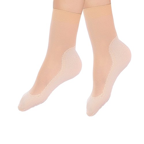 5 Paar Nylon Söckchen Damen Seidenstrümpfe Ultradünne Transparente Kristall Socken Elastische Kurze Socken Anti-Rutsch-Baumwollsohle Feinstrümpfe Socken Damen Schwarz Grau Teint von JYOHEY