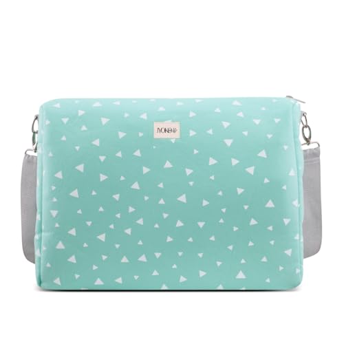 JYOKO Kids Tasche für Kinderwagen, 40 x 30 x 10 cm, verstellbare Ankerhaken + verstellbarer Schultergurt, mehrere Innenfächer, starre Basis (Mint Sparkles) von JYOKO