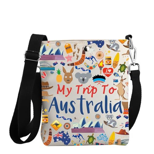 JYTAPP Australien Travel Crossbody Bag My Trip To Australia For Traveler Australia Lover Gift Australia Vacation Bag, Beige, Small von JYTAPP