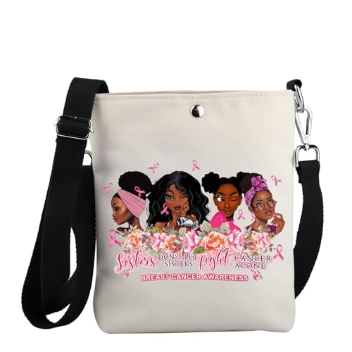 JYTAPP Brustkrebs-Geschenk für Schwester, schwarz, Frauenkämpfer-Geschenk, "Don't Let Sisters Fight Cancer Alone", Crossbody-Tasche, Survivor-Geschenk, Beige, Small von JYTAPP