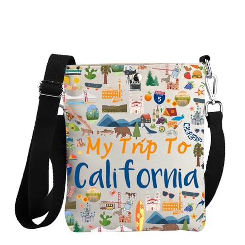 JYTAPP California State Travel Gift My Trip To California Crossbody Bag California Travel Souvenir Gift Crossbody Purse, Beige, Small von JYTAPP