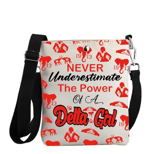 JYTAPP DST Sorority Gift Delta Girls Crossbody Bag Never Underestimate The Power Of A Delta Girl 1913 Griechische Sorority Geschenk, Beige, Small von JYTAPP