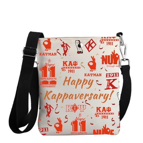 JYTAPP Griechische Umhängetasche für die Brüderlichkeit, Happy Kappaversary Geschenk 1911, griechische Sorority, Schultertasche, Geldbörse, Geschenk für Frauen, Beige, Small von JYTAPP