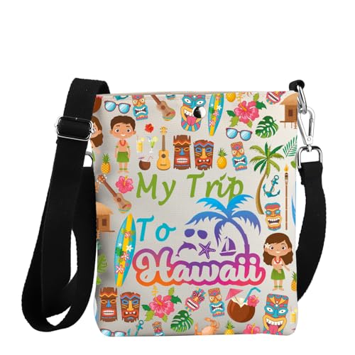 JYTAPP Hawaii Vacation Gift My Trip To Hawaii Crossbody Bag Purse for Women Hawaii Travel Gift Tropical Country Trip Bag, Beige, Small von JYTAPP