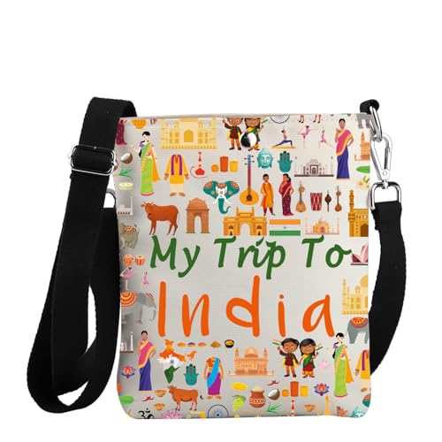 JYTAPP Indien-Reise-Geschenk, My Trip To India Crossbody-Tasche, Geldbörse, Indien, Landreise, Souvenirs, Indien-Reisetasche, Beige, Small von JYTAPP