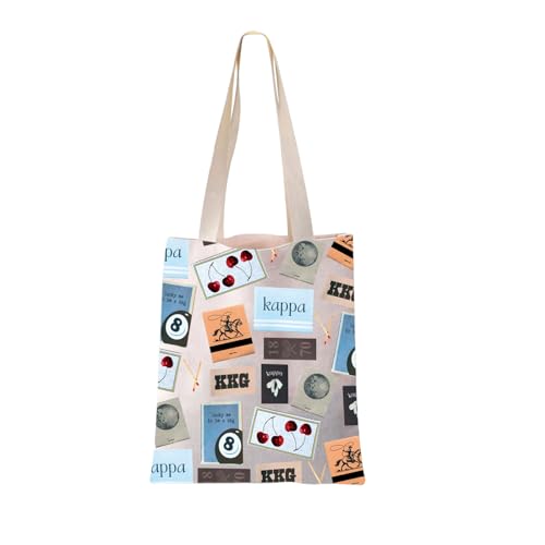 JYTAPP K K Gamma Canvas Tote Bag 1870 Griechische Sorority Schultertasche Sorority Schwester Abschluss Geschenk Griechisches Leben Geschenk, Beige, Large von JYTAPP