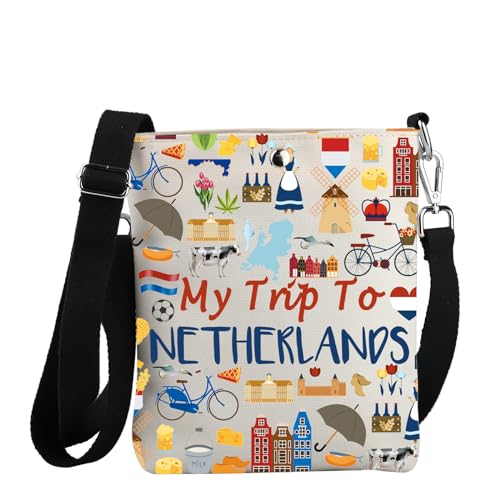 JYTAPP Netherlands Travel Gift My Trip To Netherlands Crossbody Bag Purse Netherlands Travel Bag Souvenirs, Beige, Small von JYTAPP