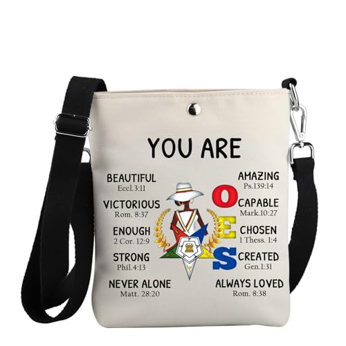 JYTAPP Order Of The Eastern Star Sorority Casual Crossbody Bag OES Sorority Gift You Are Amazing Crossbody Geldbörse für Damen, Beige, Small von JYTAPP