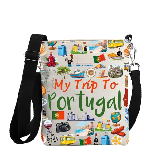 JYTAPP Portugal Travel Gift My Trip To Portugal Crossbody Bag Portugal Journey Shoulder Handbag Purse Portugal Souvenirs Gift, Beige, Small von JYTAPP
