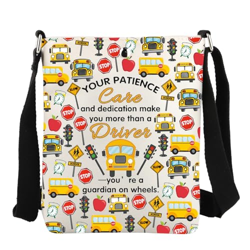 JYTAPP Schulbusfahrer Wertschätzung Crossbody Bag Dankeschön Geschenk für Busfahrer Bus Aides You're a Guardian on Wheels Bag, Beige, Small von JYTAPP