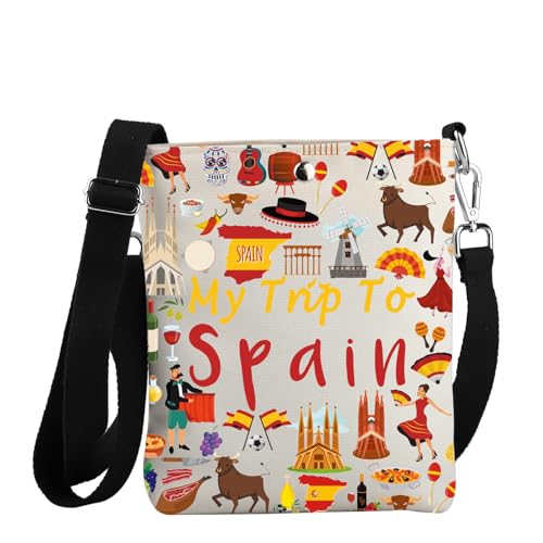 JYTAPP Spanien Travel Gift My Trip To Spain Crossbody Bag Spain Travel Shoulder Handbag Purse Europe Vacation Bag Spain Gift, Beige, Small von JYTAPP