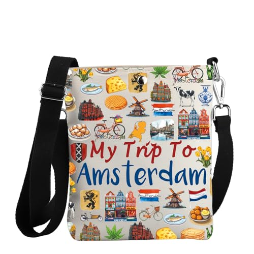 JYTAPP Travel Gift My Trip To Crossbody Bag Niederlande Souvenirs Geschenk Schulter Handtasche Geldbörse, Beige, Small von JYTAPP