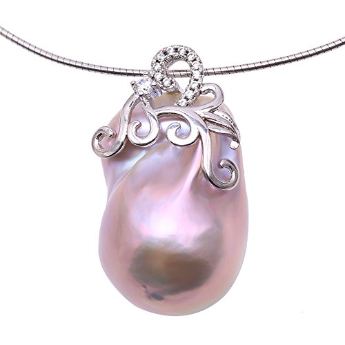 JYX Einzigartige 18x27mm hellrosa Barock Süßwasser Perlenkette Kurz in 925 Sterling Silber 18 " von JYX Pearl