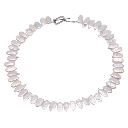 JYX Einzigartige 8 × 15,5–9 × 16 mm weiße Süßwasserperlenkette von JYX Pearl