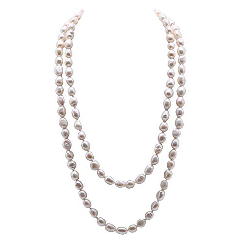 JYX Lange Halskette mit weißen Süßwasser-Zuchtperlen, 8–9 mm, 121,9 cm, Perlen, 8-9 mm, Perle, 8-9 mm, Perle, Perle, Perle, 8-9mm, Perle, Perle von JYX Pearl