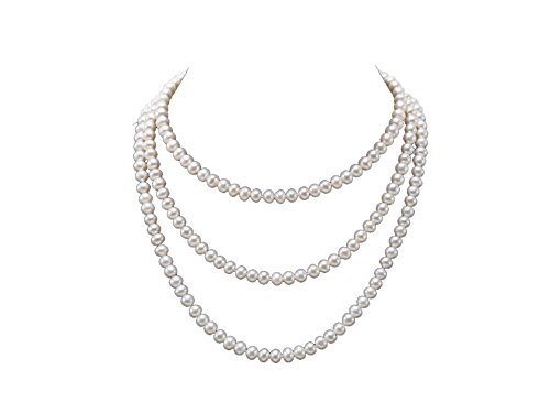 JYX Mode 6-7mm weiße lange Perlenkette Süßwasserperlen Halskette 47 Zoll von JYX Pearl