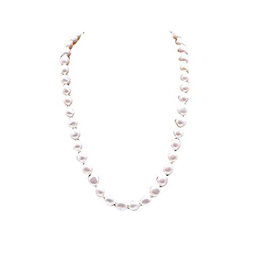 JYX 9-10mm Barock Perlenkette Natürliche Weiße Barocke Suesswasser Perlenkette Einzelstrang 20 Zoll -Barock perlen für Frauen von JYX Pearl