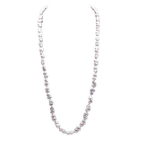 JYX Pearl Lange Halskette - Silber Barock-Süßwasserperlen-Zuchtperlen-Halskette für Frauen von JYX Pearl