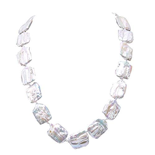 JYX Pearl Baroque Necklace 17-18mm Natural White Süßwasser Perlenkette für Hochzeit, 48,3 cm von JYX Pearl