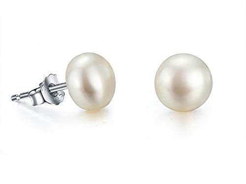 JYX Perlen Schmuck Sterling Silber Natürliche Weiß Süßwasserperlen Ohrstecker - AAA Qualität (7-7.5mm) von JYX Pearl