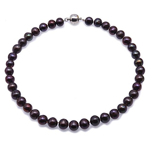 JYX Perlenkette Set Hochzeit - 10-12mm Schwarz Süsswasser Perlenkette 18 " von JYX Pearl
