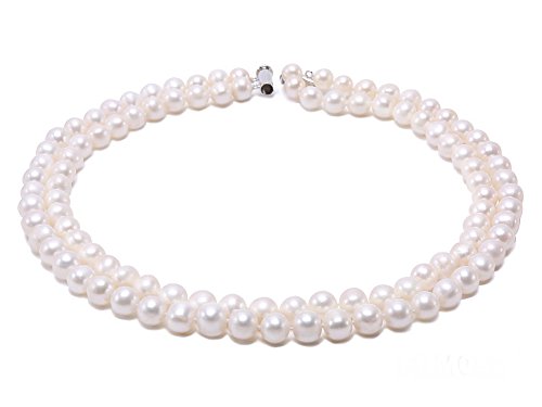 JYX Perlenkette aus Süßwasserzucht Zweireihig 8-9 mm rund for Women von JYX Pearl