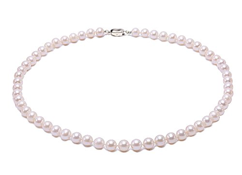 JYX Perlenkette weiß AAA-grade 7.5mm Classic Weiß Rund Süßwasser Perle Perlenkette kurz weiß von JYX Pearl