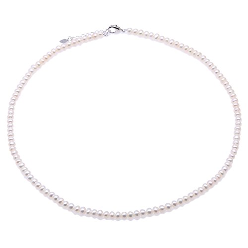 JYX perlenkette weiß suesswasser perlenkette Perlenschmuck Sets - Kleine Größe 5-6 mm weiße Süsswasser Perlenkette Hochzeit 18" von JYX Pearl