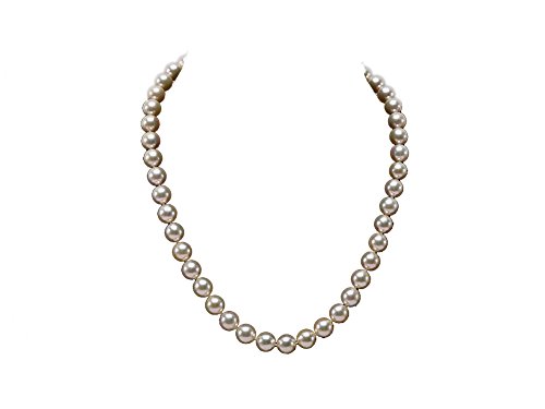 JYX echte goldene Akoya-Perlen-Halskette mit 18 Karat Goldverschluss – 9,5 mm runde Perle & 18 Karat Länge Kette – Qualitätsgarantie von JYX Pearl