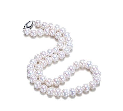 JYX AA+ perlenkette weiß nah-runde weiße kultivierte Süßwasserperlen Halskette 20 " von JYX Pearl