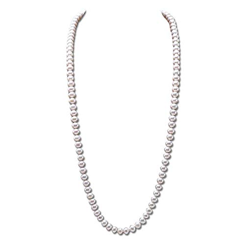 JYX perlenkette lang nah-runde weiße kultivierte Süßwasserperlen Halskette 32 " von JYX Pearl