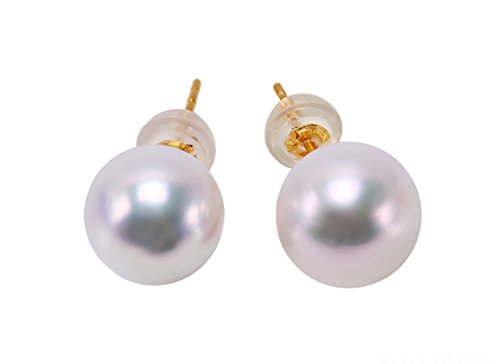 Ohrstecker 18 Karat Gold Akoya-Zuchtperle Weiß 8,5 mm von JYX Pearl