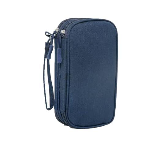 JYYUINX Federmäppchen Federtasche mit 3 Fächer, Groß Mäppchen Etui Stift, Pencil Case Bleistifttasche für Teenager Erwachsene Schlamppermäppchen Schule und Büro (Blau) von JYYUINX