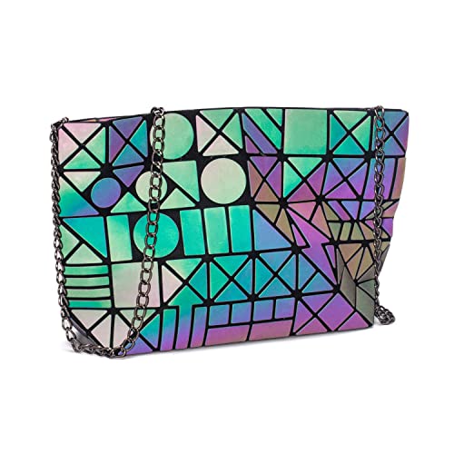 Geometric Schultertasche Tasches Luminous Tasches Women HandTasche Holographic Reflective Geldbörse Purse Fashion Wrist Tasche -801C von JZ