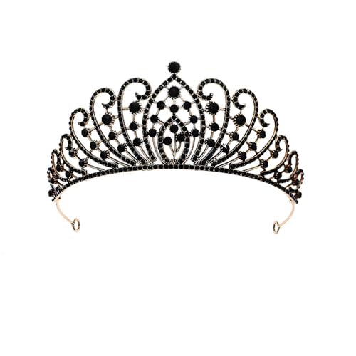 14,5 * 6 cm Retro Kristallbrautkrone für Hochzeit Tiara Prinzessin Königin Krone schwarzer roter Strassbrautstirnband von JZFOACHR