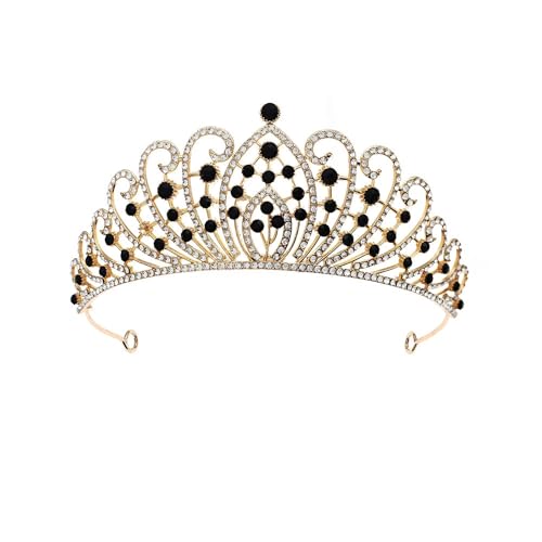 14,5 * 6 cm Retro Kristallbrautkrone für Hochzeit Tiara Prinzessin Königin Krone schwarzer roter Strassbrautstirnband von JZFOACHR