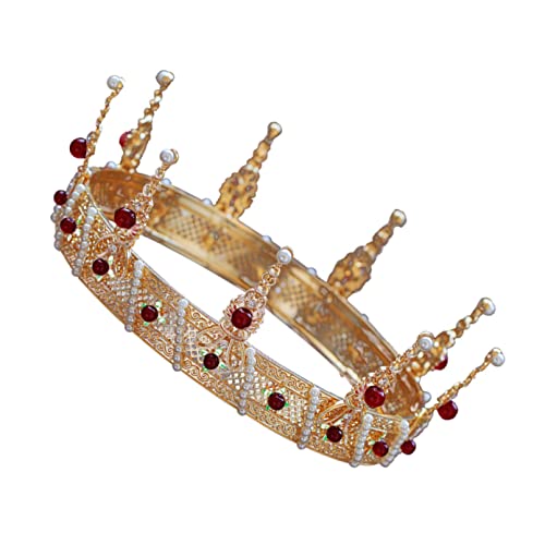 1pc Lady Women Queen Party Head Alloy Kostüm Accessoire Kopfbedeckung Eingelegtes Tiara Geburtstag Brautimitation Accessoires Round Kronbanquet Haarperl Hochzeit Barock Reifenschmuck Schmuck von JZFOACHR