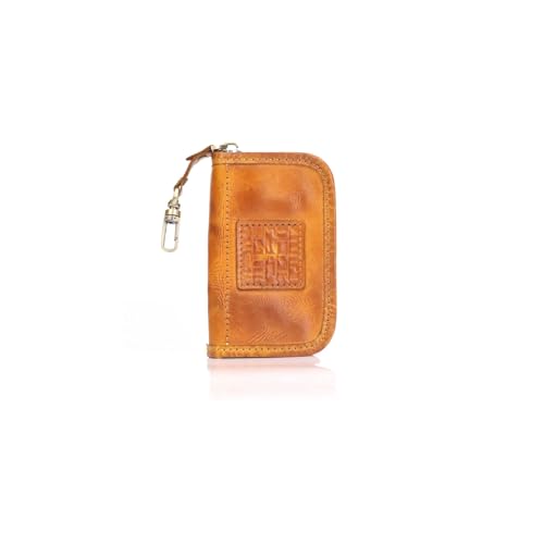 1pcs echtes Lederauto Key Beutel -Mall -Münzgrundtasche Münzschlüssel -Beutel -Zipper Mini Brieftet Vintage Wallet -Wallet -Jungtier -Veranstalter für Frauen und Männer (gelb), Gelb, eine Größe von JZFOACHR