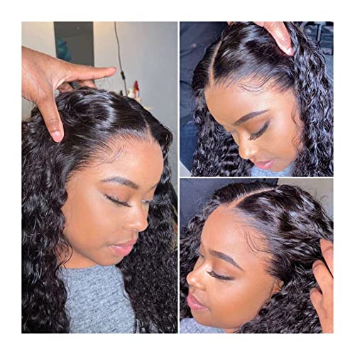 Blonde Perücke kurze Spitze Frontaler Perücke lockige Spitzenfront menschliches Haar Perücken für schwarze Frauen nasses und wellige lose tiefe Welle Frontalperücke graue Perücken für Frauen (26 Zoll von JZFOACHR