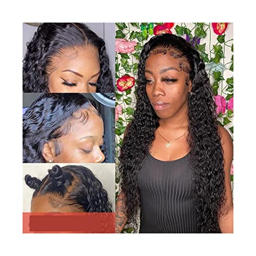 Blonde Perücke kurze Spitze Frontaler Perücke lockige Spitzenfront menschliches Haar Perücken für schwarze Frauen nasses und wellige lose tiefe Welle Frontalperücke graue Perücken für Frauen (26 Zoll von JZFOACHR