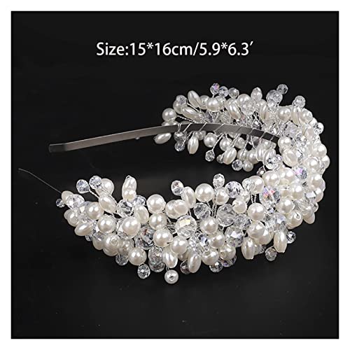 Bridal Tiara Kopfbedeckung Perle Krone Prinzessin Hochzeit Braut Tiara Birnenkristall Stirnband Hochzeit Haarschmuck Brautzubehör von JZFOACHR