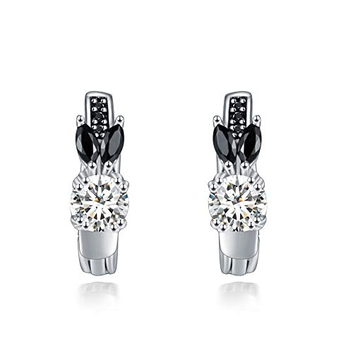 Echte 925 Blumen -Engagement -Reifen Ohrringe für Frauen schwarzer Spinellsteinschmuck in China hergestellt von JZFOACHR