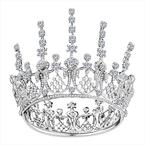 Elegante Krone Barock Hochzeit Prom Festzler Prinzessin Partys Geburtstag Brautkrone für Frauen Rasshaut Kristall -Dekor Tiara (Sliver) Braut Tiara Festzug Prom Hochzeit Haarschmuck Größe: von JZFOACHR