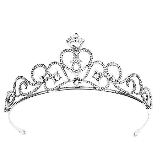 Elegante Kronen Silber Hochzeit Tiara für Braut Erwachsene Royal Festzug Party Stirnband Prinzessin Kronenkristall Kopfbedeckung Braut Tiara Festzug Prom Hochzeitshaarschmuck (Farbe: Silbergröße: 13 * von JZFOACHR